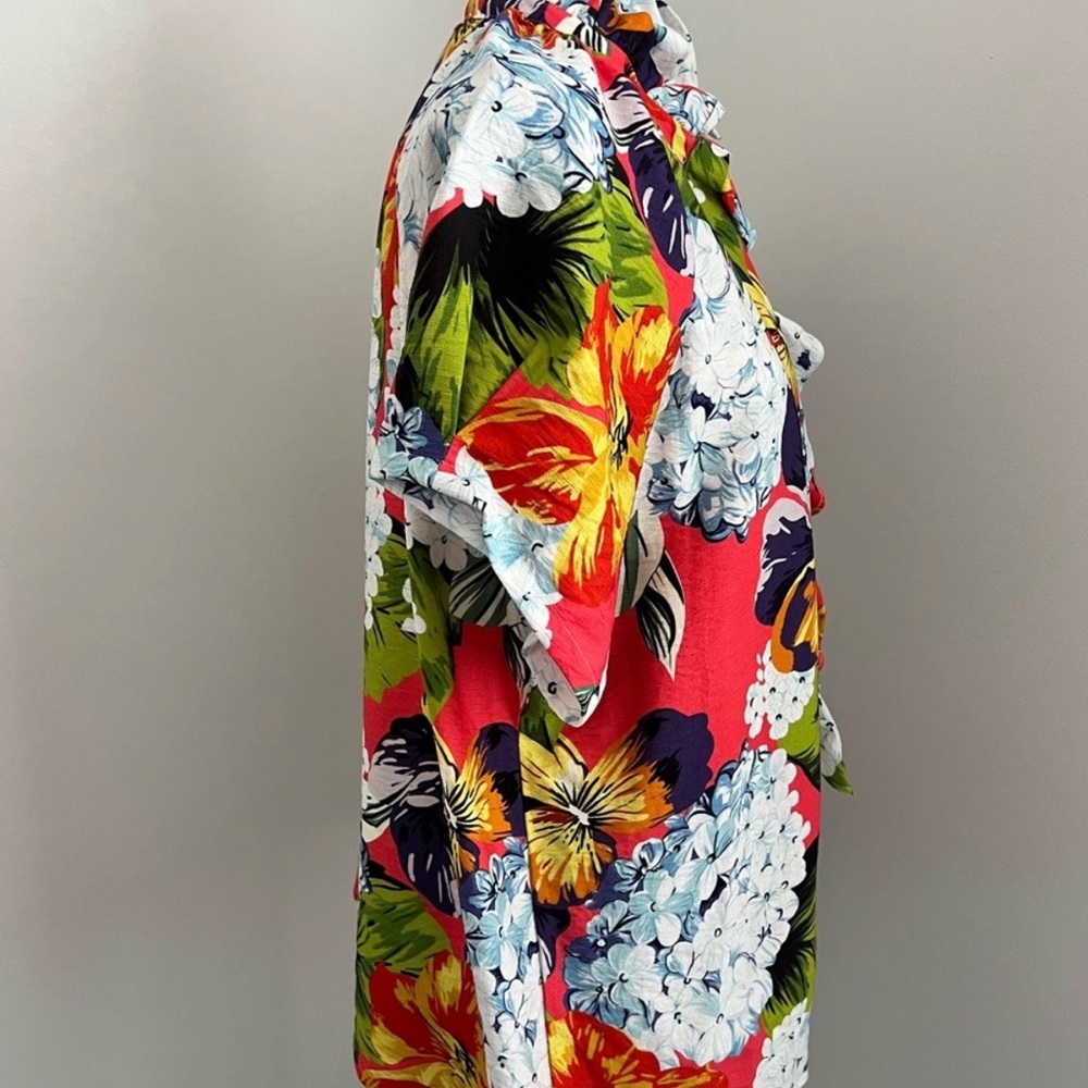 Women’s floral ruffled shirt neckline ruffle by Boho Chic size large - Picture 3 of 8